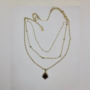 Kendra Scott Signed Triple Strand Gold Plated Pendant Necklace